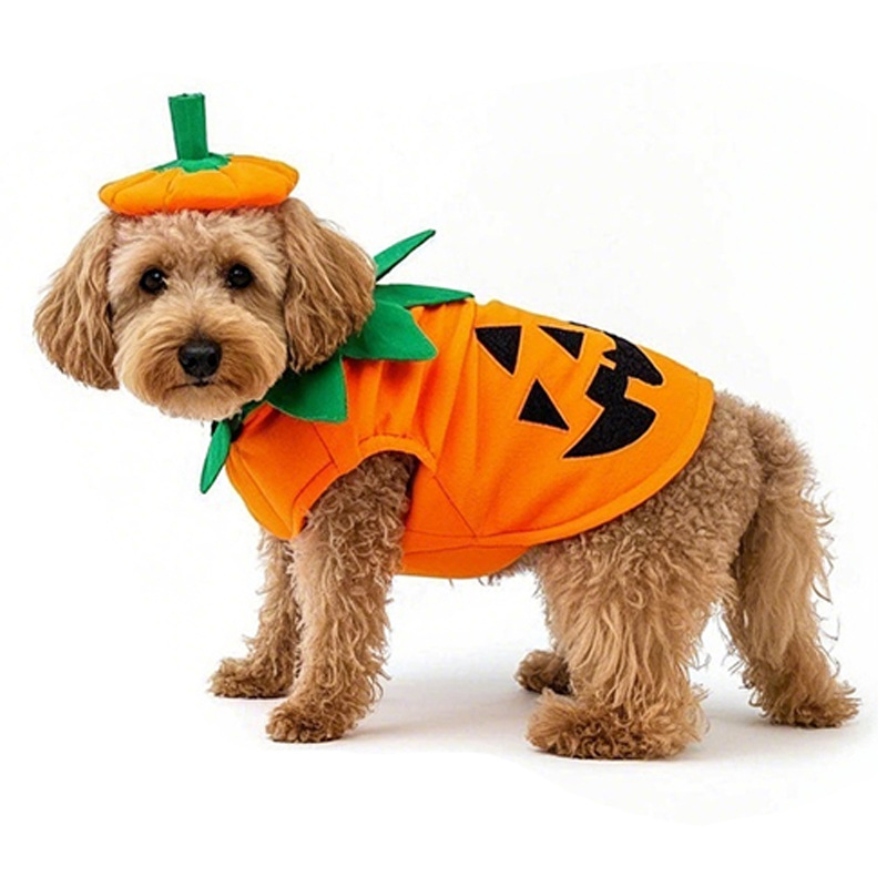 Halloween Pumpkin Dog Costume Pet Outfit with Hat